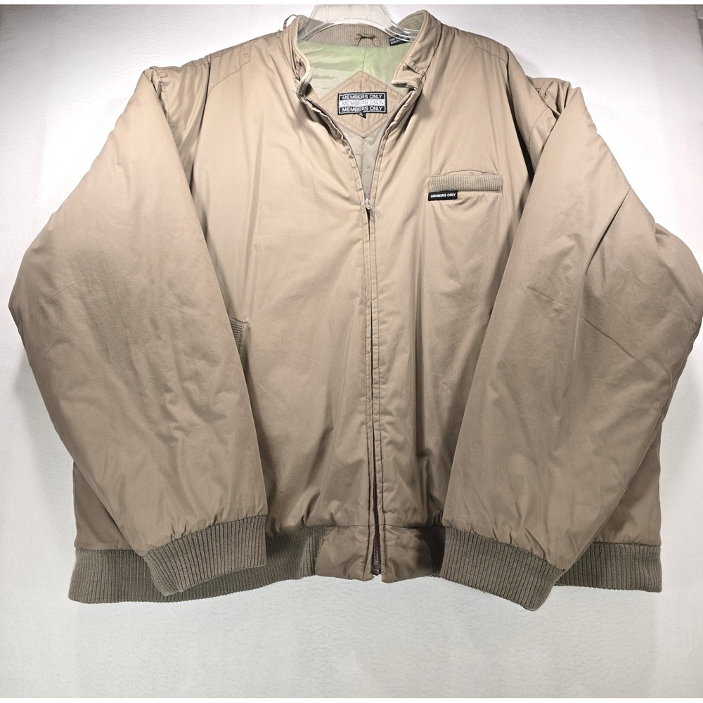 Members Only Mens Racer Jacket Tan Khaki Big & Tall 3XLT Vintage Style Zip Up